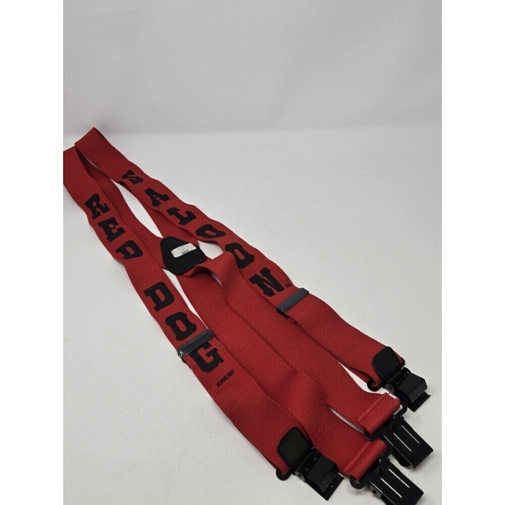 VINTAGE RED DOG SALOON BAR JUNEAU ALASKA RED STRETCH SUSPENDERS CLIP ON MEN OS